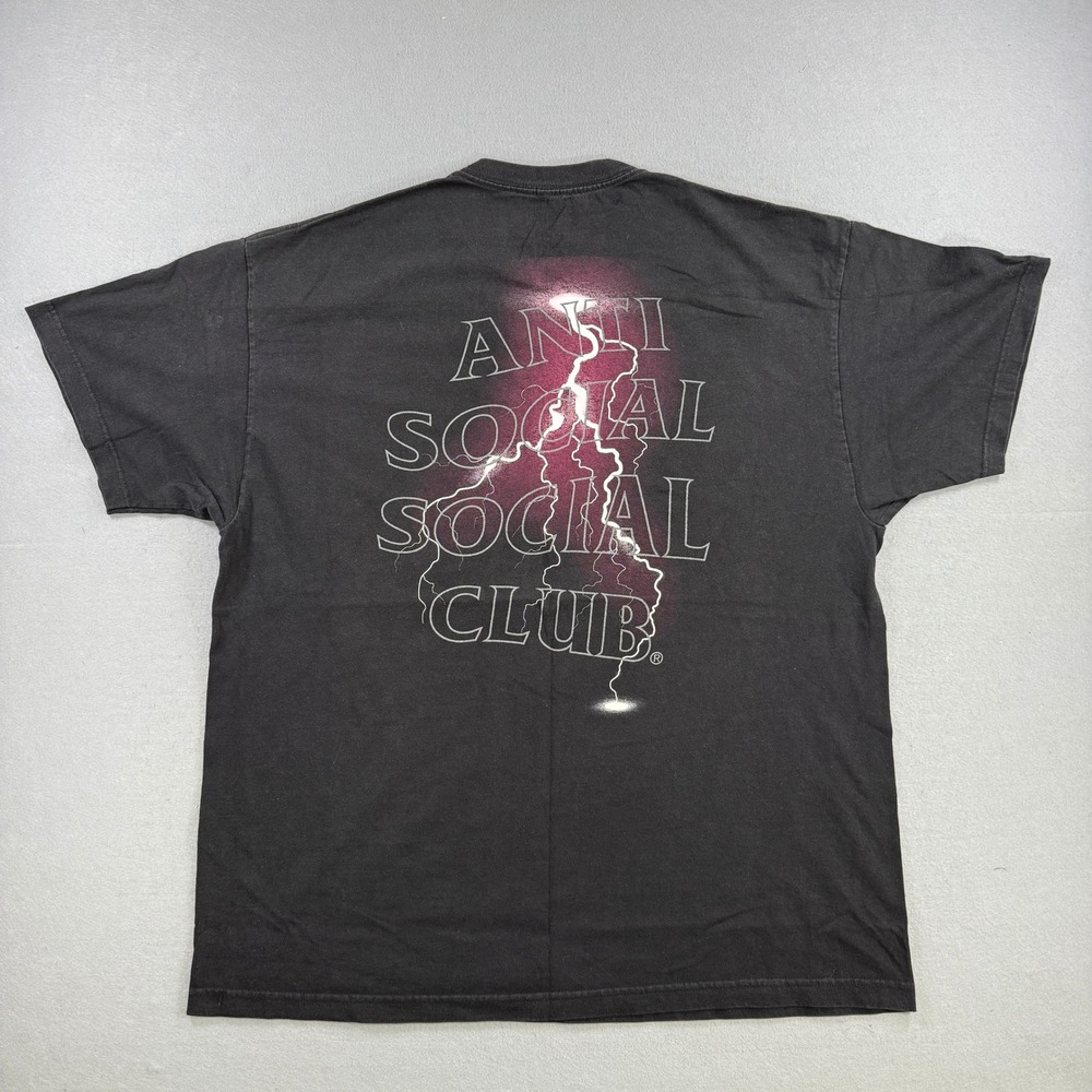 Anti Social Social Club T-Shirt Men XXL Black Lightning Graphic Tee Cotton USA
